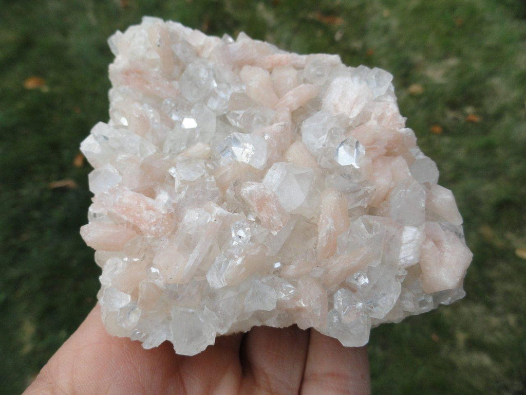 CLEAR APOPHYLLITE & PINK STILBITE CLUSTER** - Earth Family Crystals