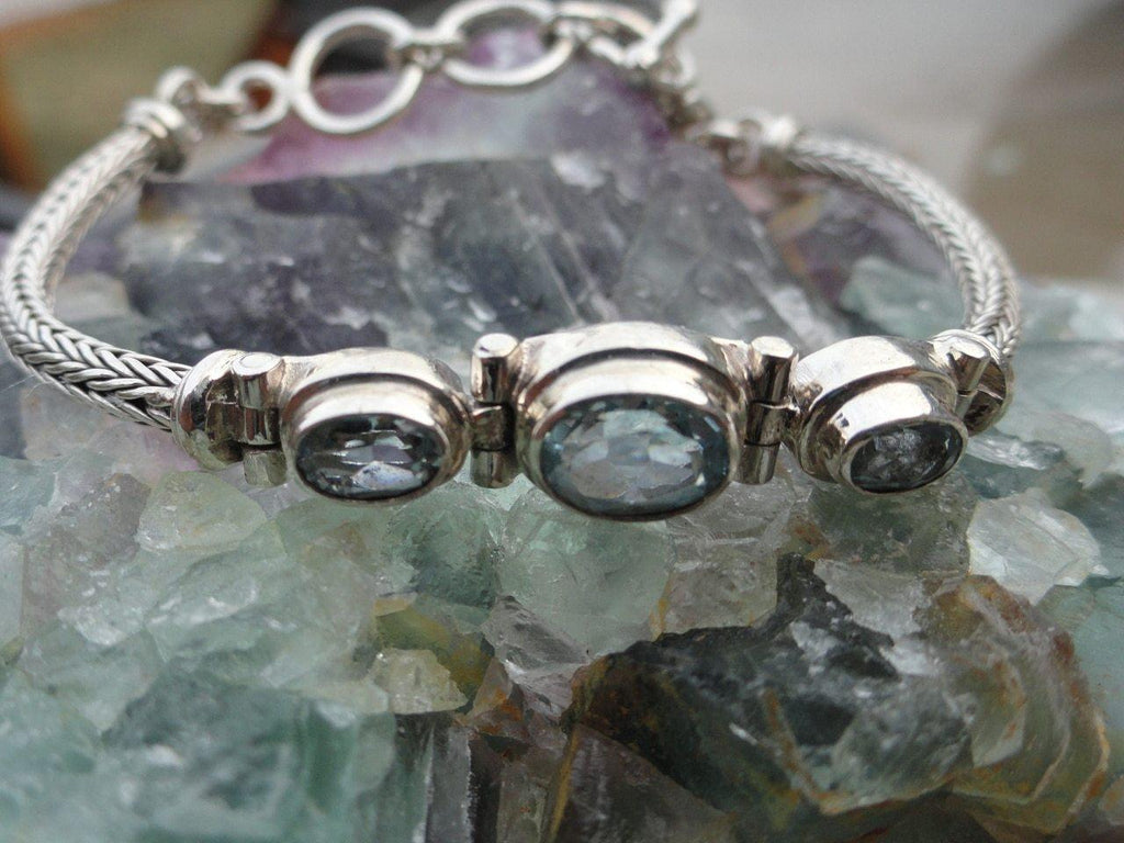 Faceted BLUE TOPAZ Sterling Silver Bracelet - Earth Family Crystals