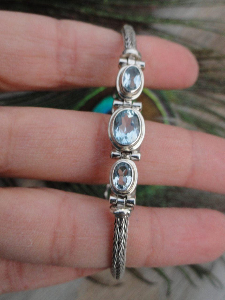 Faceted BLUE TOPAZ Sterling Silver Bracelet - Earth Family Crystals