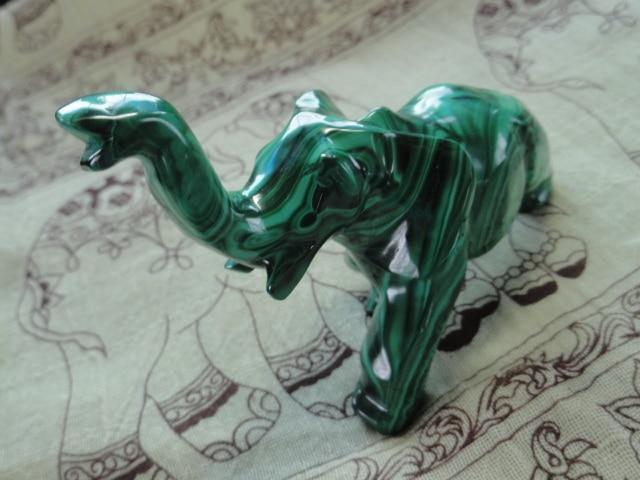 Gorgeous Swirly Green MALACHITE ELEPHANT CARVING - Earth Family Crystals