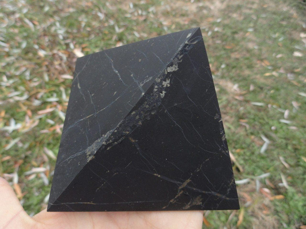 EMF Protective SHUNGITE PYRAMID With Pyrite Inclusions - Earth Family Crystals