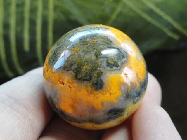 Vibrant Orange BUMBLEBEE JASPER Mini Sphere - Earth Family Crystals