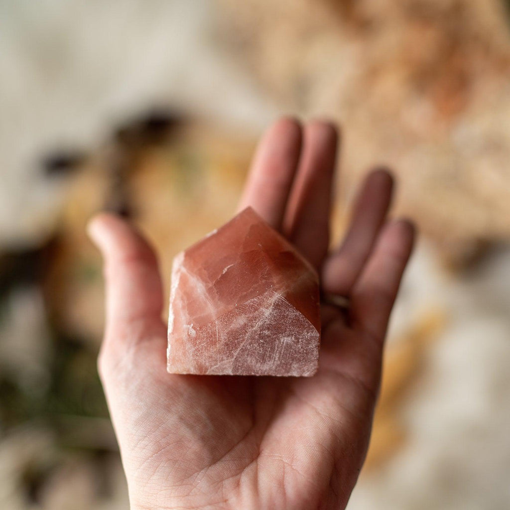 Red Calcite Polished Point Carving ~ Amplify and Cleanse Energy - Earth Family Crystals