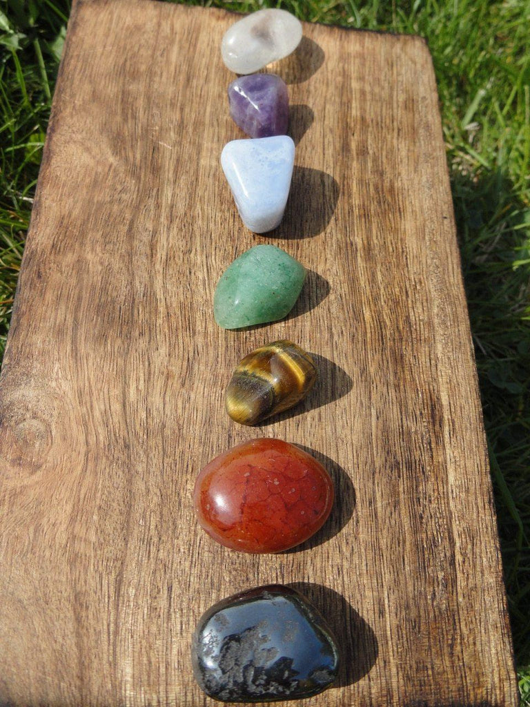 The Ultimate "CHAKRA CRYSTAL KIT"  Contains: Clear Quartz, Amethyst, Blue Lace Agate, Aventurine, Blue Lace Agate, Tiger Eye, Carnelian, Hematite* - Earth Family Crystals