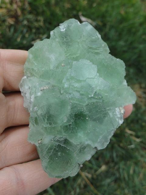 Gorgeous High Vibration Raw GREEN FLUORITE Specimen With Pyrite Sprinkles - Earth Family Crystals