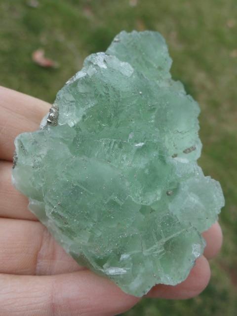 Gorgeous High Vibration Raw GREEN FLUORITE Specimen With Pyrite Sprinkles - Earth Family Crystals
