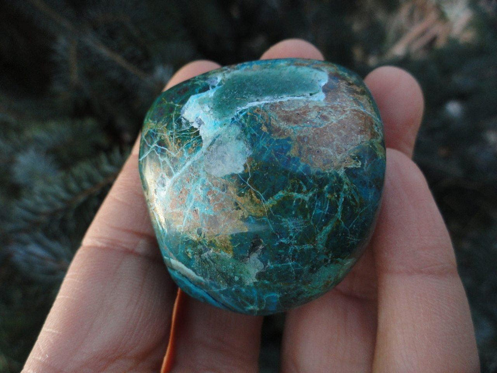 Vibrant GREEN & BLUE CHRYSOCOLLA WORRY STONE - Earth Family Crystals