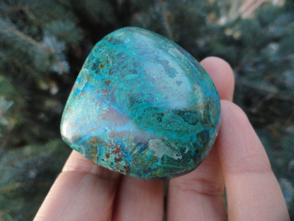 Vibrant GREEN & BLUE CHRYSOCOLLA WORRY STONE - Earth Family Crystals