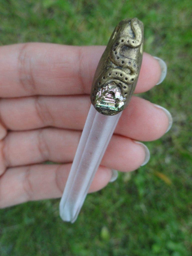 Handmade CLEAR QUARTZ & BISMUTH PENDANT~ Stone of Programmability, Aura Healing* - Earth Family Crystals