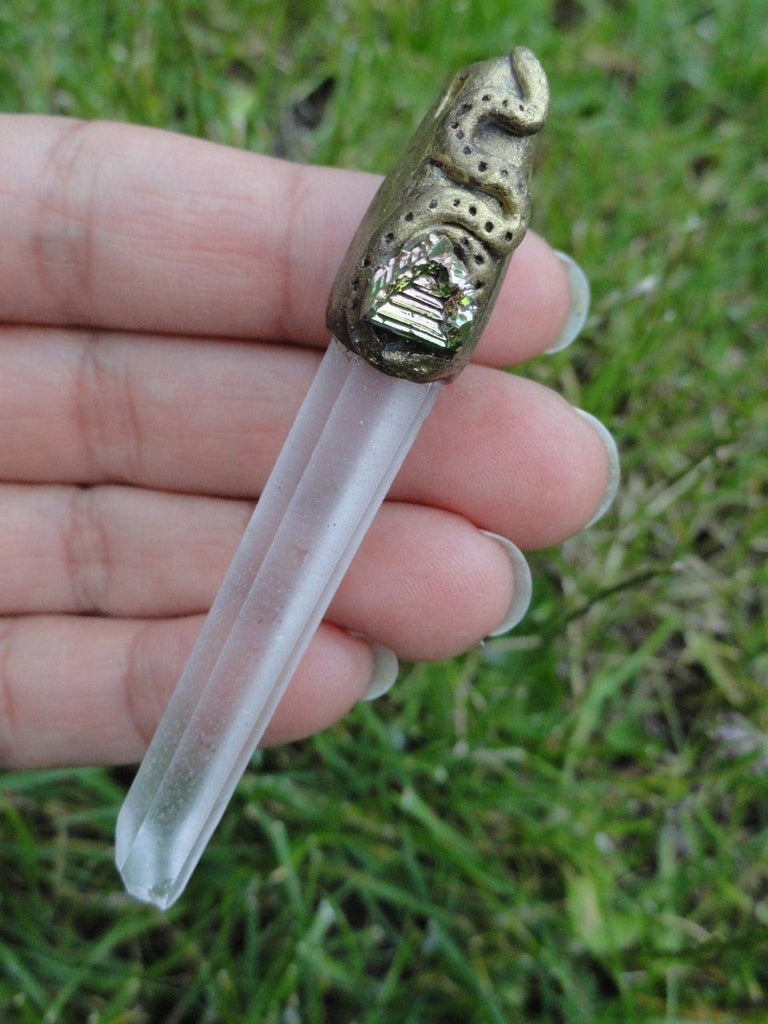 Handmade CLEAR QUARTZ & BISMUTH PENDANT~ Stone of Programmability, Aura Healing* - Earth Family Crystals