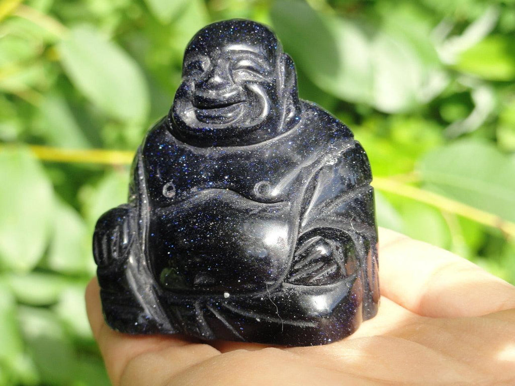 MIDNIGHT BLUE GOLDSTONE BUDDHA CARVING - Earth Family Crystals