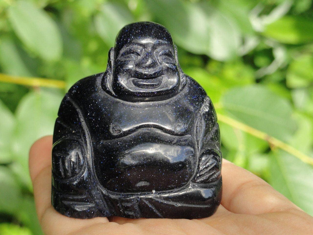 MIDNIGHT BLUE GOLDSTONE BUDDHA CARVING - Earth Family Crystals