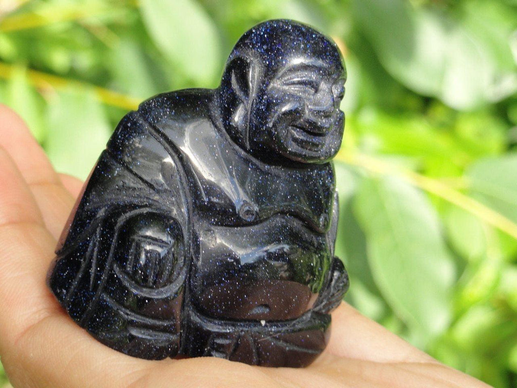 MIDNIGHT BLUE GOLDSTONE BUDDHA CARVING - Earth Family Crystals