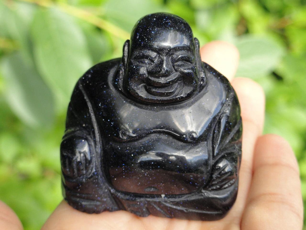 MIDNIGHT BLUE GOLDSTONE BUDDHA CARVING - Earth Family Crystals