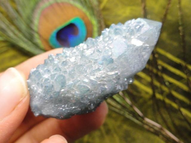 Amazing Sparkle! AQUA AURA SPIRIT QUARTZ POINT - Earth Family Crystals