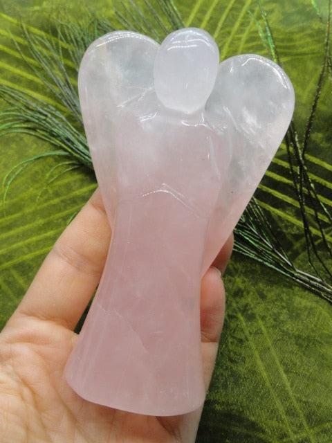 Mystical ROSE QUARTZ ANGEL CARVING - Earth Family Crystals