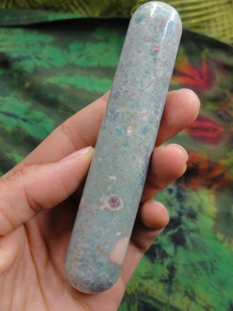 Stunning Contrast! RUBY FUCHSITE GEMSTONE WAND - Earth Family Crystals