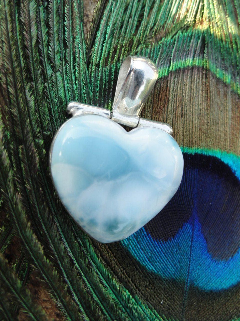 Larimar Heart Pendant In Sterling Silver (Includes Free Silver Chain) - Earth Family Crystals