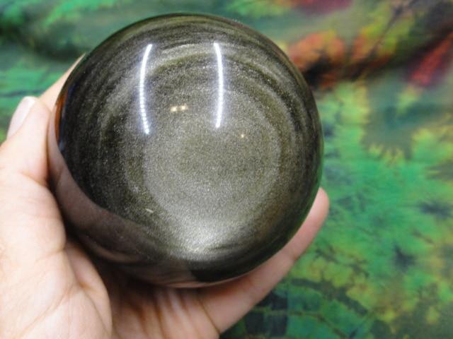 Mysterious GOLDEN SHEEN OBSIDIAN GEMSTONE SPHERE - Earth Family Crystals