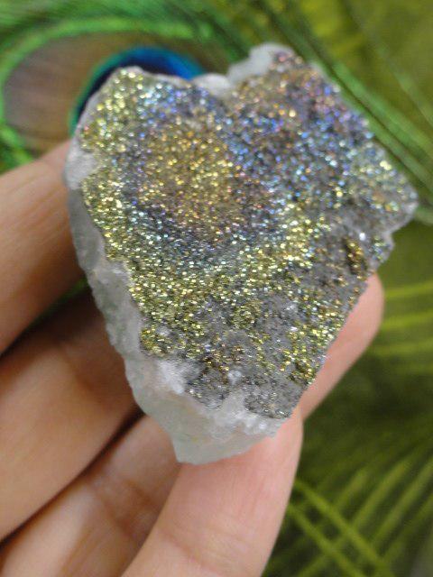 Fantastic Rainbow CHALCOPYRITE & GREEN FLUORITE SPECIMEN - Earth Family Crystals