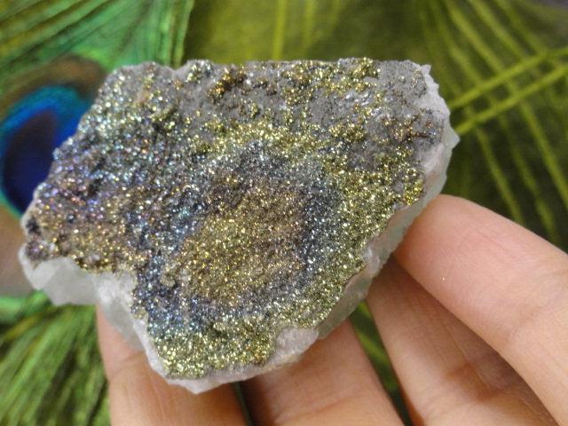 Fantastic Rainbow CHALCOPYRITE & GREEN FLUORITE SPECIMEN - Earth Family Crystals