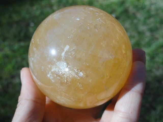 Gorgeous GOLDEN HONEY CALCITE SPHERE** - Earth Family Crystals