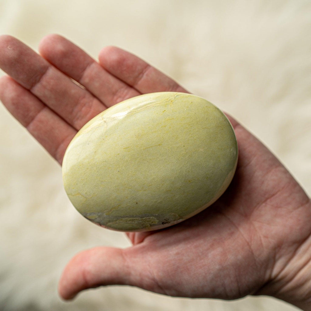 Lime Green Serpentine Pillow Stone~ Ideal Shape for Massage - Earth Family Crystals