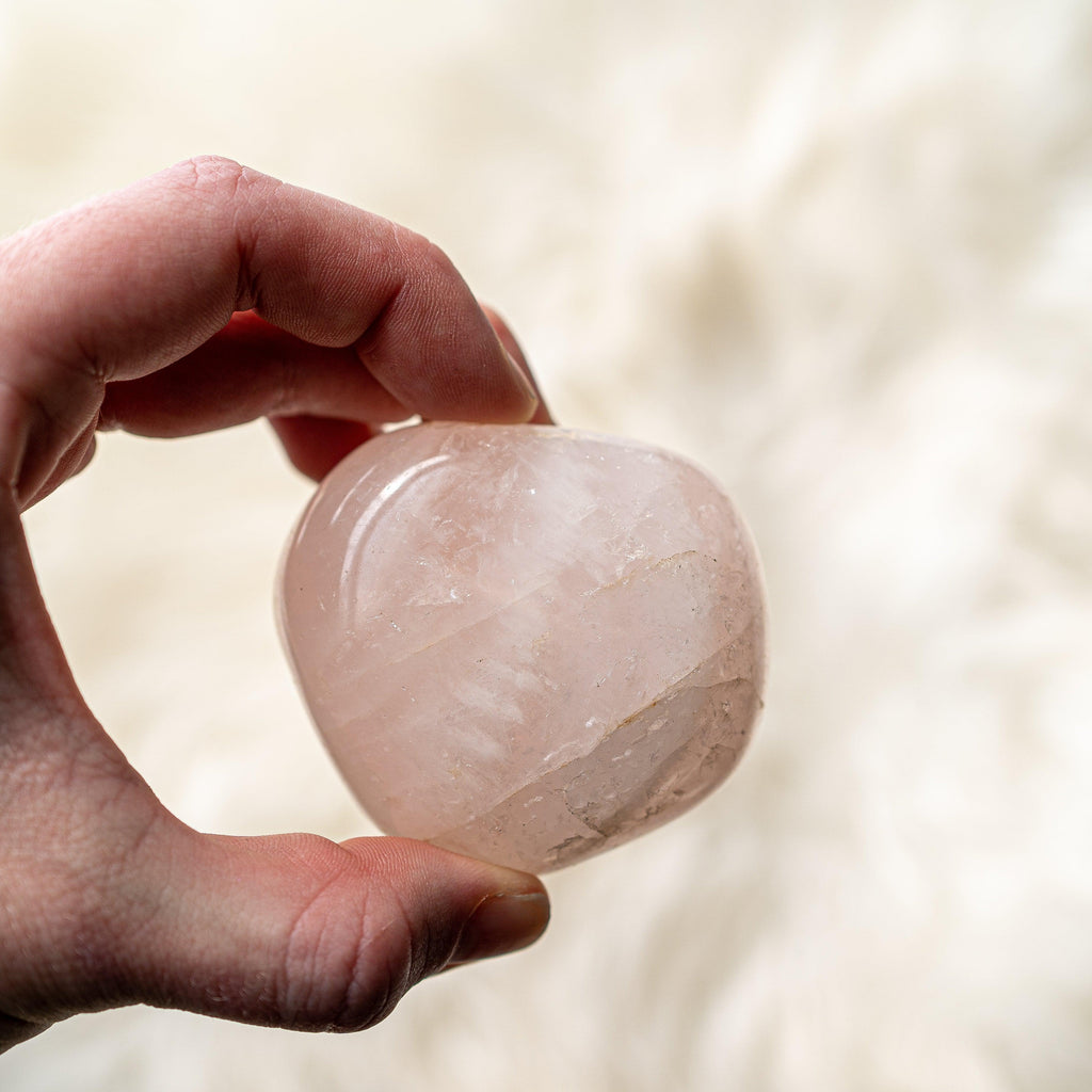 Calming Rose Quartz B Grade from Brazil~Large Hand Held Palm Stone - Earth Family Crystals
