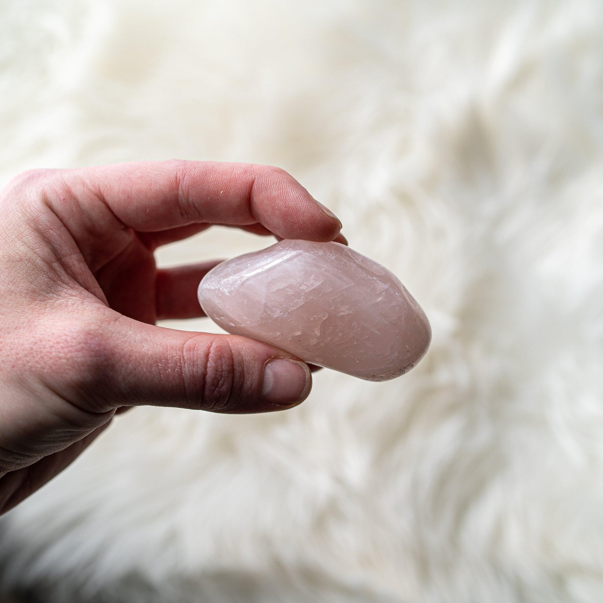 Sweet Pink Rose Quartz B Grade from Brazil~ Medium Hand Held Palm Stone - Earth Family Crystals