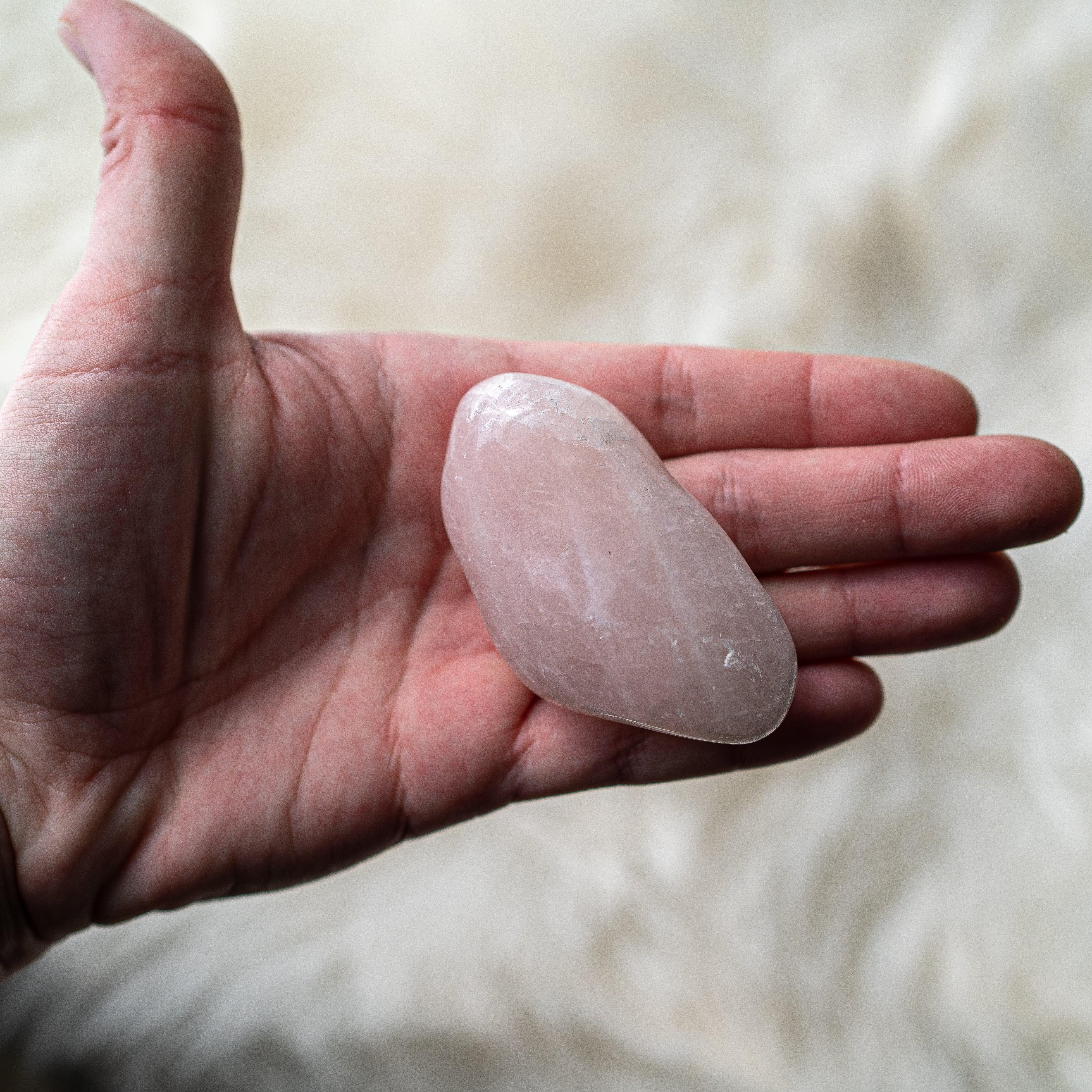 Sweet Pink Rose Quartz B Grade from Brazil~ Medium Hand Held Palm Stone - Earth Family Crystals