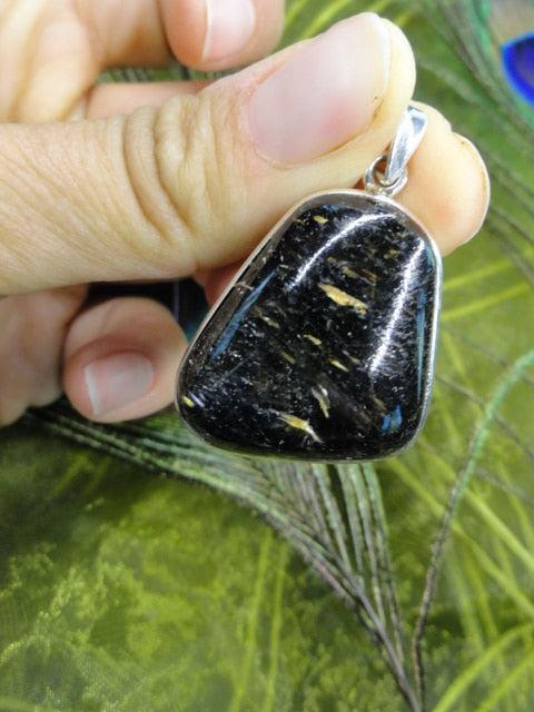 Golden Lightening Flash Greenland NUUMMITE PENDANT In Sterling Silver (Includes Silver Chain) - Earth Family Crystals