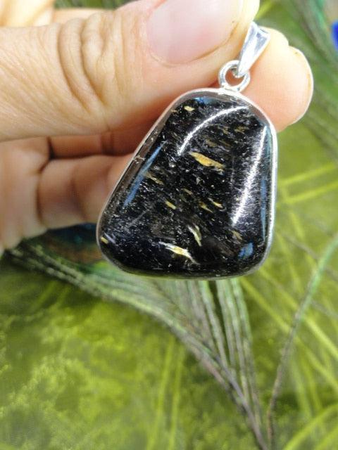 Golden Lightening Flash Greenland NUUMMITE PENDANT In Sterling Silver (Includes Silver Chain) - Earth Family Crystals