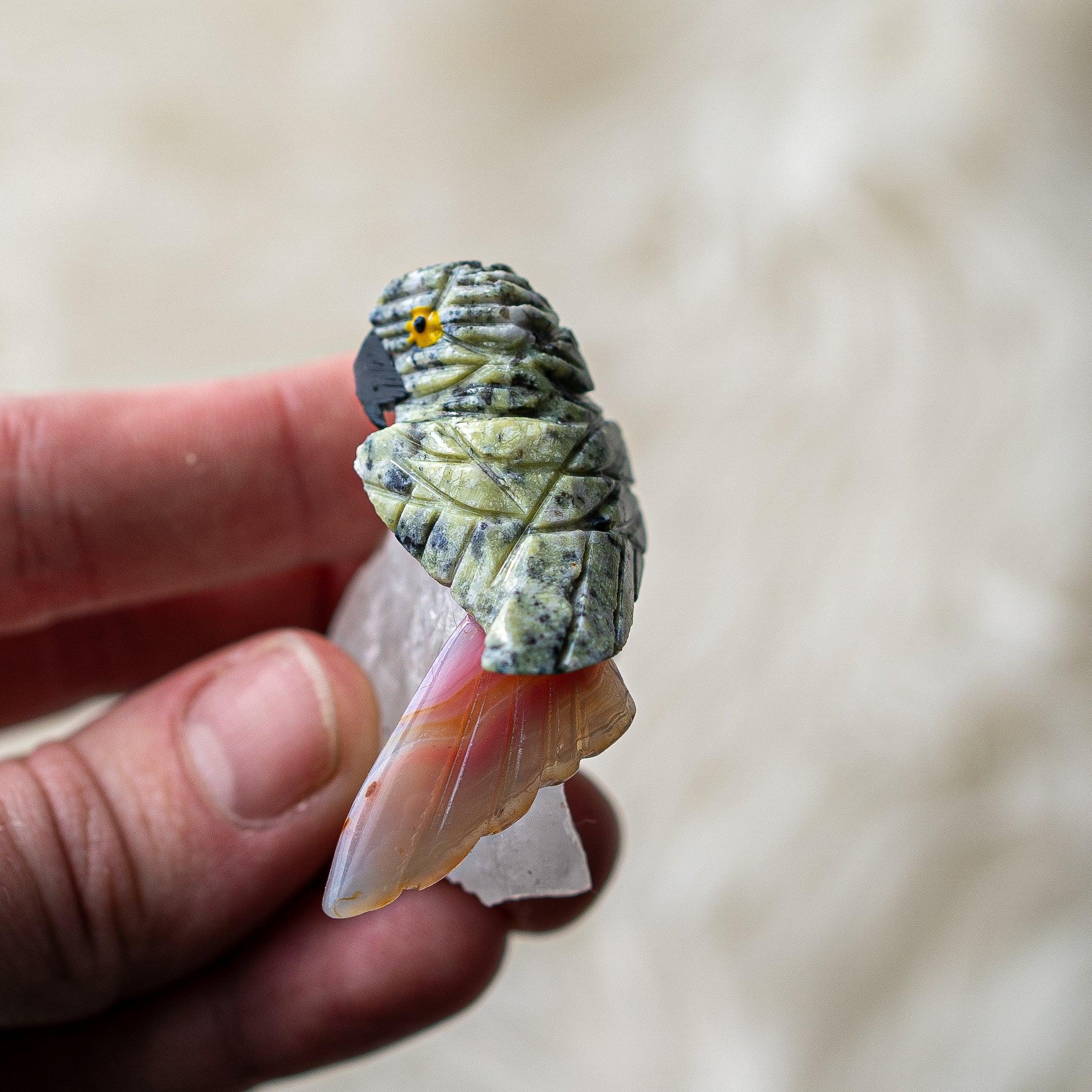 Adorable Parrot Soap Stone Carvings - Earth Family Crystals