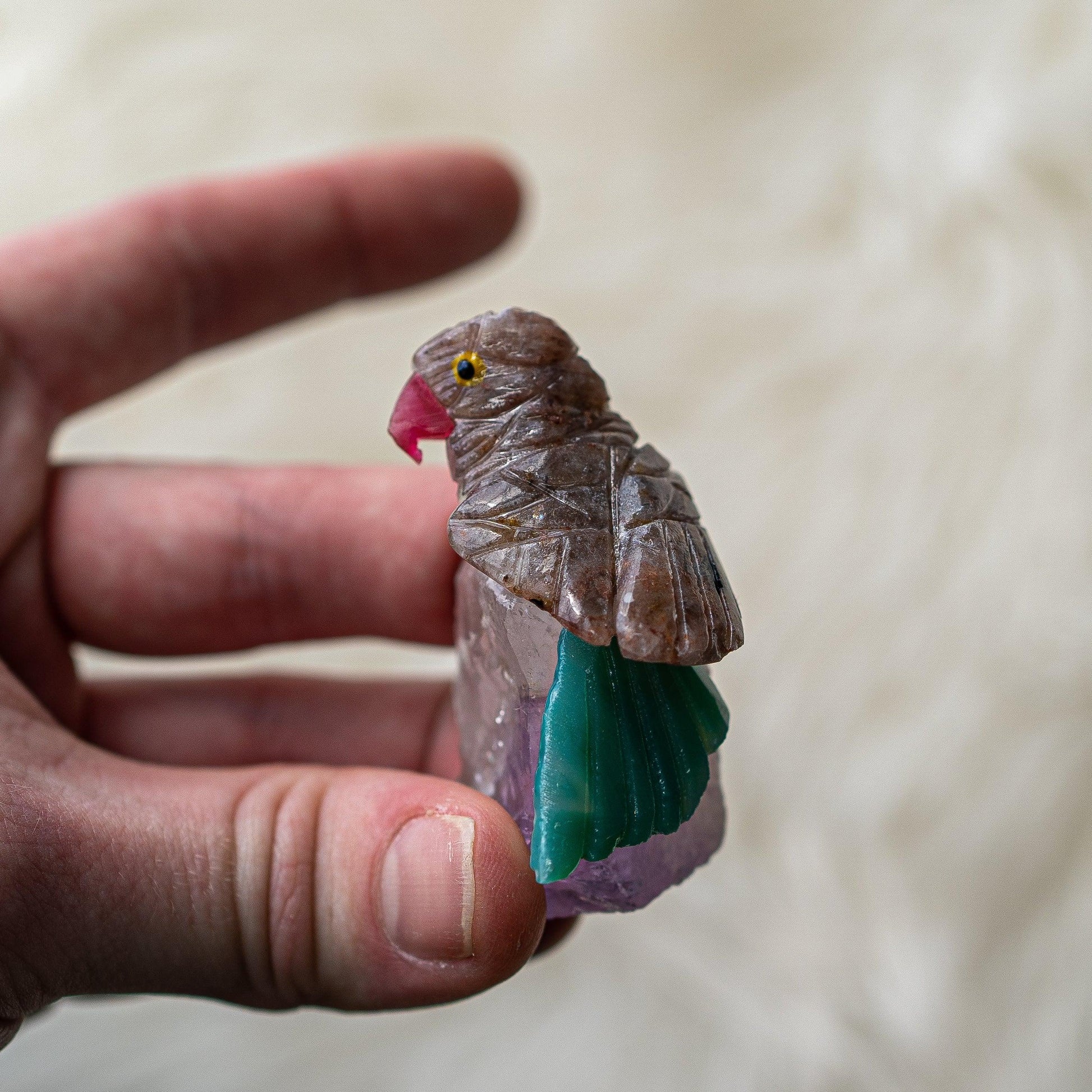 Adorable Parrot Soap Stone Carvings - Earth Family Crystals