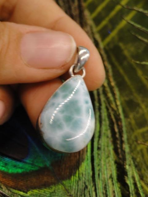 Ocean Paradise Blue LARIMAR GEMSTONE PENDANT In Sterling Silver (Includes Silver Chain) - Earth Family Crystals