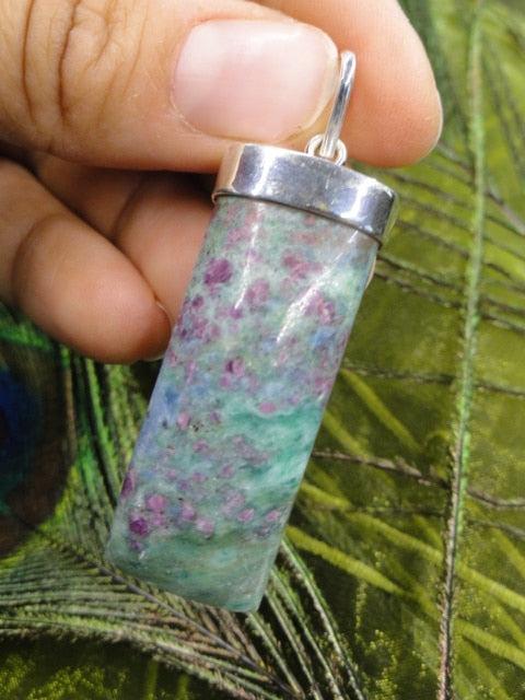 Large Chunky RUBY FUCHSITE GEMSTONE PENDANT With Blue Kyanite Inclusions In Sterling Silver (Includes Free Silver Chain) - Earth Family Crystals
