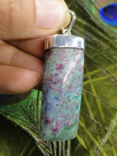 Large Chunky RUBY FUCHSITE GEMSTONE PENDANT With Blue Kyanite Inclusions In Sterling Silver (Includes Free Silver Chain) - Earth Family Crystals