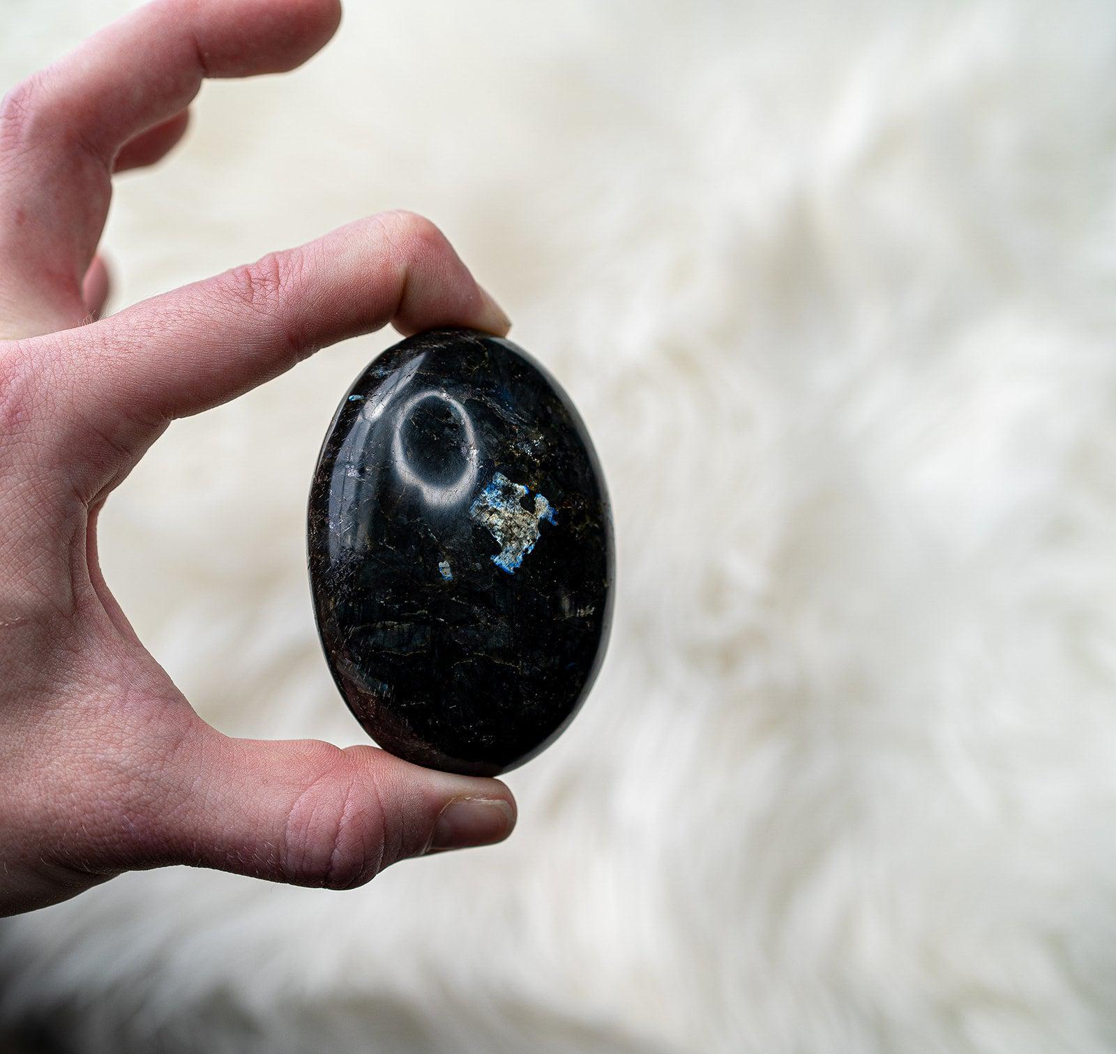 Grounding and  Flashy Nuumite Pillow Stones - Earth Family Crystals