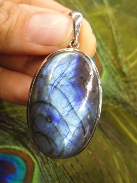 BREATHTAKING Mystical Blue LABRADORITE PENDANT In Sterling Silver (Includes Silver Chain) - Earth Family Crystals
