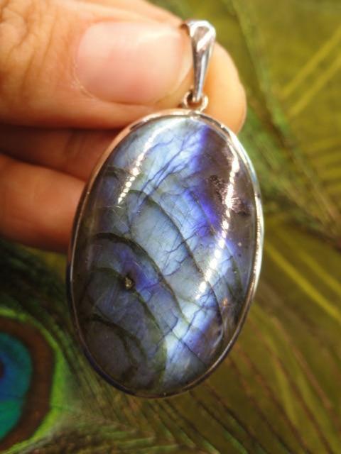 BREATHTAKING Mystical Blue LABRADORITE PENDANT In Sterling Silver (Includes Silver Chain) - Earth Family Crystals