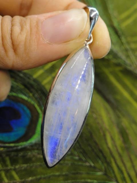 Purple Flash!  RAINBOW MOONSTONE PENDANT In Sterling Silver (Includes Silver Chain) - Earth Family Crystals