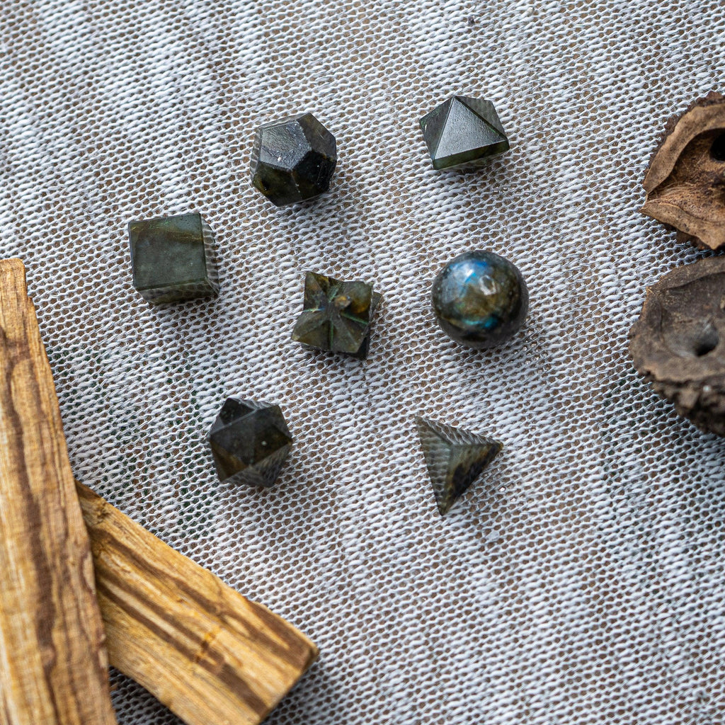 Labradorite Sacred 7 Geometry Set ~ Platonic Solids ~ Great for Crystal Grids - Earth Family Crystals