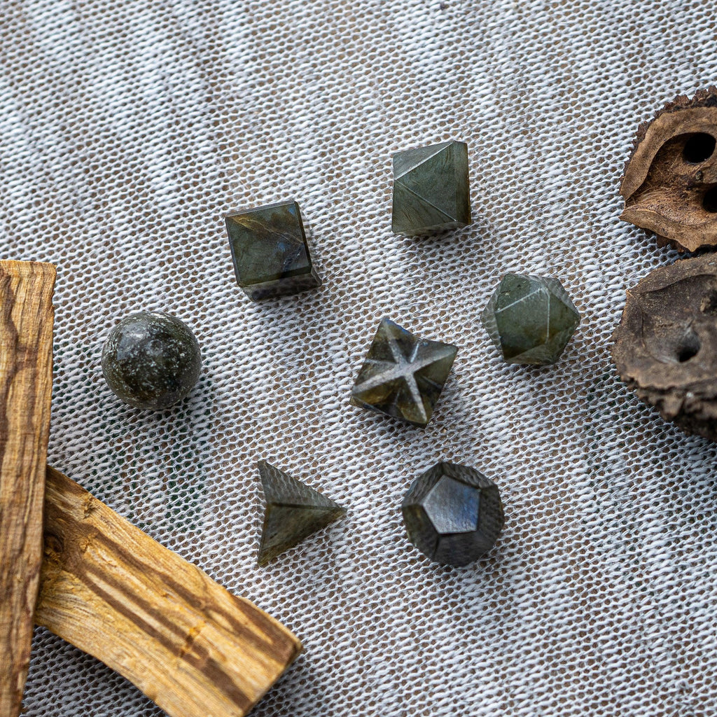 Labradorite Sacred 7 Geometry Set ~ Platonic Solids ~ Great for Crystal Grids - Earth Family Crystals