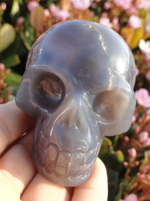 Amazing BLUE AGATE GEODE SKULL CARVING - Earth Family Crystals