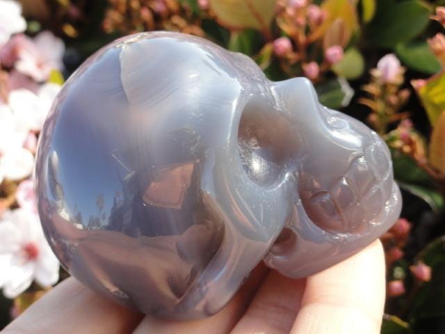 Amazing BLUE AGATE GEODE SKULL CARVING - Earth Family Crystals