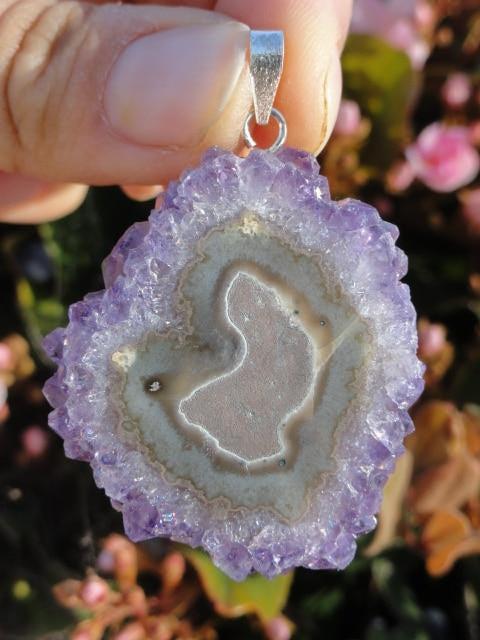 Amazing AMETHYST FLOWER PENDANT In Sterling Silver (Includes Silver Chain) - Earth Family Crystals