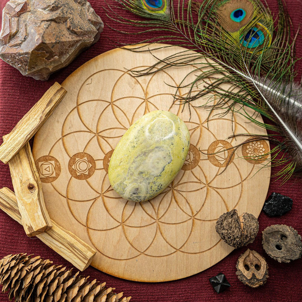 Lime Green Serpentine Pillow Stone~ Ideal Shape for Massage - Earth Family Crystals