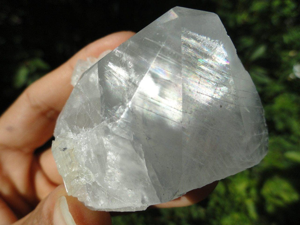Clear Calcite with Mega rainbows from India - Earth Family Crystals