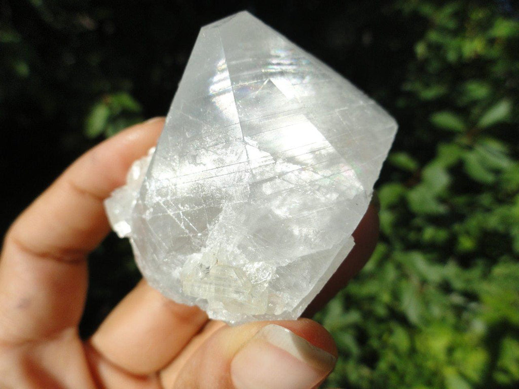 Clear Calcite with Mega rainbows from India - Earth Family Crystals