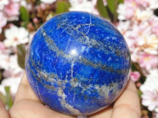 Glimmering Pyrite Swirls LAPIS LAZULI SPHERE - Earth Family Crystals